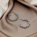 Elegant C-Shaped Twisted Rope Gold Alloy Hoop Stud Earrings For Women Minimalist Fashion Earrings view 3