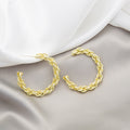 Elegant C-Shaped Twisted Rope Gold Alloy Hoop Stud Earrings For Women Minimalist Fashion Earrings view 4