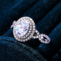 Premium White Gold Plated Copper Zircon Ring, Fashion Wedding Jewelry Ring Customizable view 3