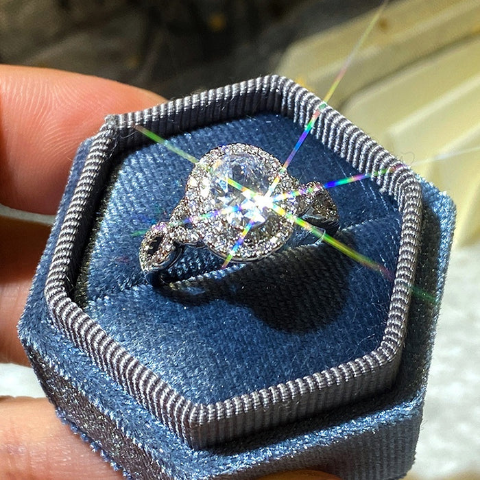 Premium White Gold Plated Copper Zircon Ring, Fashion Wedding Jewelry Ring Customizable