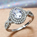 Premium White Gold Plated Copper Zircon Ring, Fashion Wedding Jewelry Ring Customizable view 6