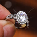 Premium White Gold Plated Copper Zircon Ring, Fashion Wedding Jewelry Ring Customizable view 2
