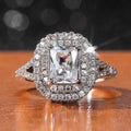 Luxury Women's Square Simulated Diamond Zircon Ring Fine Fashion Hand Jewelry view 6