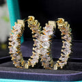 Luxury Single Row Teardrop AAA Cubic Zirconia Huggie Earrings, Fashion Women's Jewelry view 7