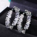 Luxury Single Row Teardrop AAA Cubic Zirconia Huggie Earrings, Fashion Women's Jewelry view 3