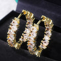 Luxury Single Row Teardrop AAA Cubic Zirconia Huggie Earrings, Fashion Women's Jewelry view 4