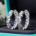 Luxury Single Row Teardrop AAA Cubic Zirconia Huggie Earrings, Fashion Women's Jewelry view 6