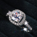 Minimalist Hollow Square Zircon Ring For Women, Fashion OL Platinum Engagement Jewelry view 3