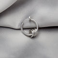 Punk Alloy Hoop Earrings With Layered Metal Ring Charms, Minimalist Hip Hop Single Clip Earrings view 3