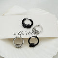 Punk Alloy Hoop Earrings With Layered Metal Ring Charms, Minimalist Hip Hop Single Clip Earrings view 1
