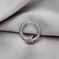 Punk Alloy Hoop Earrings With Layered Metal Ring Charms, Minimalist Hip Hop Single Clip Earrings view 2