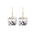 Creative 3D Acrylic Cube Drops With Cartoon Cat Paw Poker Letter Dice Charms For Women Earrings view 5