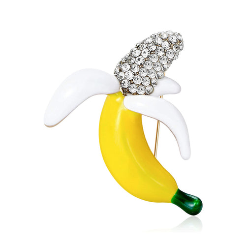 Alloy Cartoon Banana Fruit Brooch Pin For Apparel Decoration