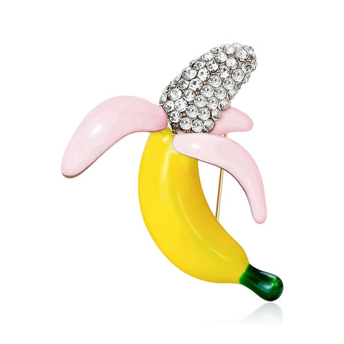 Alloy Cartoon Banana Fruit Brooch Pin For Apparel Decoration