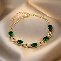 Gold Plated Alloy Zircon Floral Line Bracelet Korean Fashion OL Elegant Design view 1