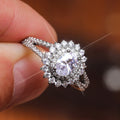 Luxury Women's Micro Pave Zircon Flower Ring Copper White Gold Plated Wedding Anniversary Gift view 4
