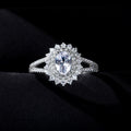 Luxury Women's Micro Pave Zircon Flower Ring Copper White Gold Plated Wedding Anniversary Gift view 3