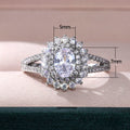 Luxury Women's Micro Pave Zircon Flower Ring Copper White Gold Plated Wedding Anniversary Gift view 5