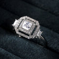 Platinum Plated Double Layer Zircon Wedding Ring For Women, Sparkling Simulated Diamond Jewelry view 3