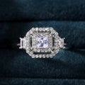 Platinum Plated Double Layer Zircon Wedding Ring For Women, Sparkling Simulated Diamond Jewelry view 4
