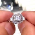 Platinum Plated Double Layer Zircon Wedding Ring For Women, Sparkling Simulated Diamond Jewelry view 2