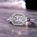 Platinum Plated Double Layer Zircon Wedding Ring For Women, Sparkling Simulated Diamond Jewelry view 5