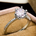 Classic Six Prong Carat Style Zircon Diamond Ring For Women, Simple Engagement Proposal Jewelry view 4