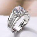 European Fashion Round Cut Zircon Wedding Ring For Women Sparkling Bridal Finger Jewelry view 3