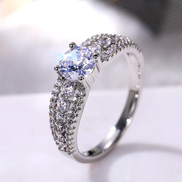 Hollow Zircon Cluster Engagement Ring For Women, Fashion Sparkling Simulated Diamond Jewelry