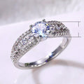 Hollow Zircon Cluster Engagement Ring For Women, Fashion Sparkling Simulated Diamond Jewelry view 5