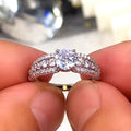 Hollow Zircon Cluster Engagement Ring For Women, Fashion Sparkling Simulated Diamond Jewelry view 2