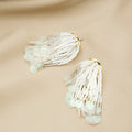 Bohemian White Pearl Seed Bead Tassel Sequin Drop Earrings For Beach Vacation Summer Statement Earrings view 3