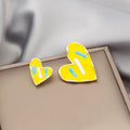 Sweet Asymmetric Heart Shape Color Contrast Enamel Alloy Studs For Women Spring Summer Earrings view 4