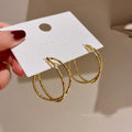 Alloy Silver Needle Round Cross Hoop Earrings Vintage Luxury Geometric Statement Earrings view 2