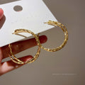 Alloy Silver Needle Round Cross Hoop Earrings Vintage Luxury Geometric Statement Earrings view 4