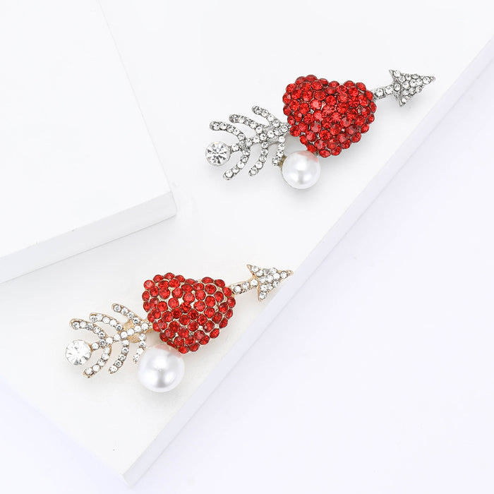 Alloy Full Rhinestone Arrow Heart Brooch For Women's Suit And Sweater