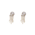 Korean Style Alloy Pearl Rhinestone Geometric Tassel Drop Earrings For Women view 5