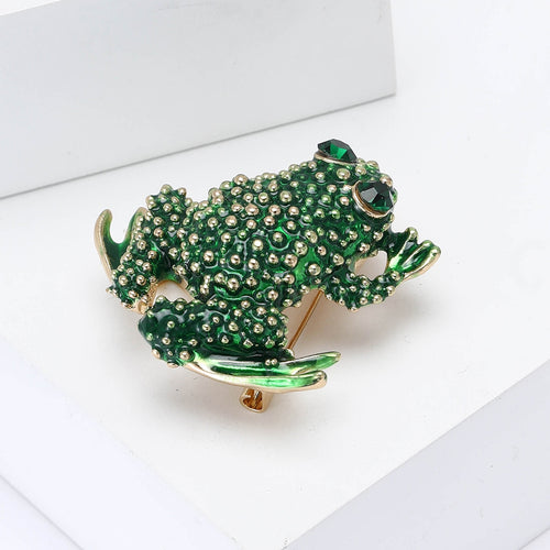 Alloy Enamel Frog Brooch Pin For Suits And Cardigans