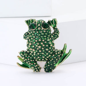 Alloy Enamel Frog Brooch Pin For Suits And Cardigans