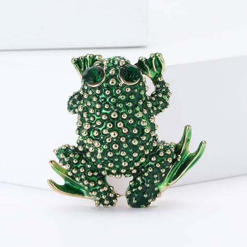 Alloy Enamel Frog Brooch Pin For Suits And Cardigans