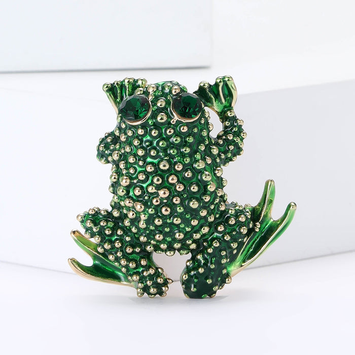 Alloy Enamel Frog Brooch Pin For Suits And Cardigans