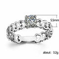 Korean Style Hollow Heart Ring, Copper White Gold Plated Women's Fashion Jewelry Accessory view 5