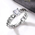 Korean Style Hollow Heart Ring, Copper White Gold Plated Women's Fashion Jewelry Accessory view 2