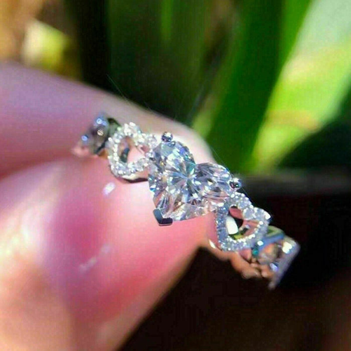 Korean Simple Double Heart Zircon Ring For Women, Fresh Fashion Valentine's Day Gift Jewelry