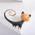 Alloy Handmade Enamel Wagging Cat Brooch Pendant For Fashion Decoration view 3