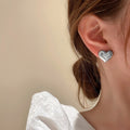 Korean Style Alloy Metal Heart Stud Earrings For Women Fashion OL Minimalist Jewelry view 3