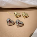 Korean Style Alloy Metal Heart Stud Earrings For Women Fashion OL Minimalist Jewelry view 2