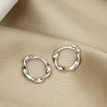 Elegant Korean Minimalist Twisted Round Hoop Alloy Small Huggie Ear Cuff Stud Earrings view 3