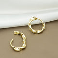 Elegant Korean Minimalist Twisted Round Hoop Alloy Small Huggie Ear Cuff Stud Earrings view 4