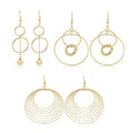 Bohemian Gold Alloy Multi Circle Hoop Drop Earrings Irregular Geometric Statement Dangle Earrings view 1